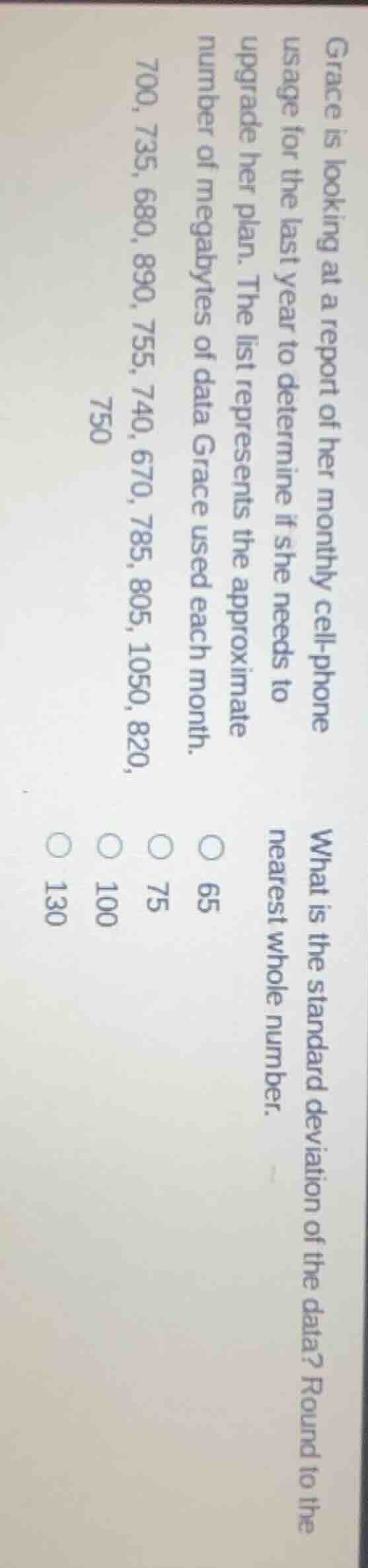 grace is looking at a report of her monthly cell-phone usage for the la…