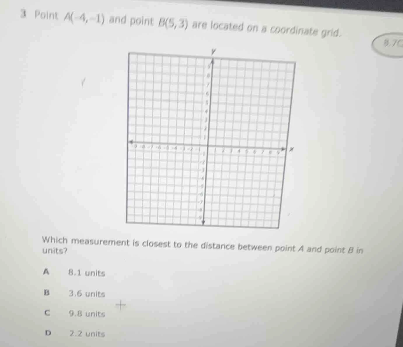 3 point $a(-4,-1)$ and point $b(5,3)$ are located on a coordinate grid.…
