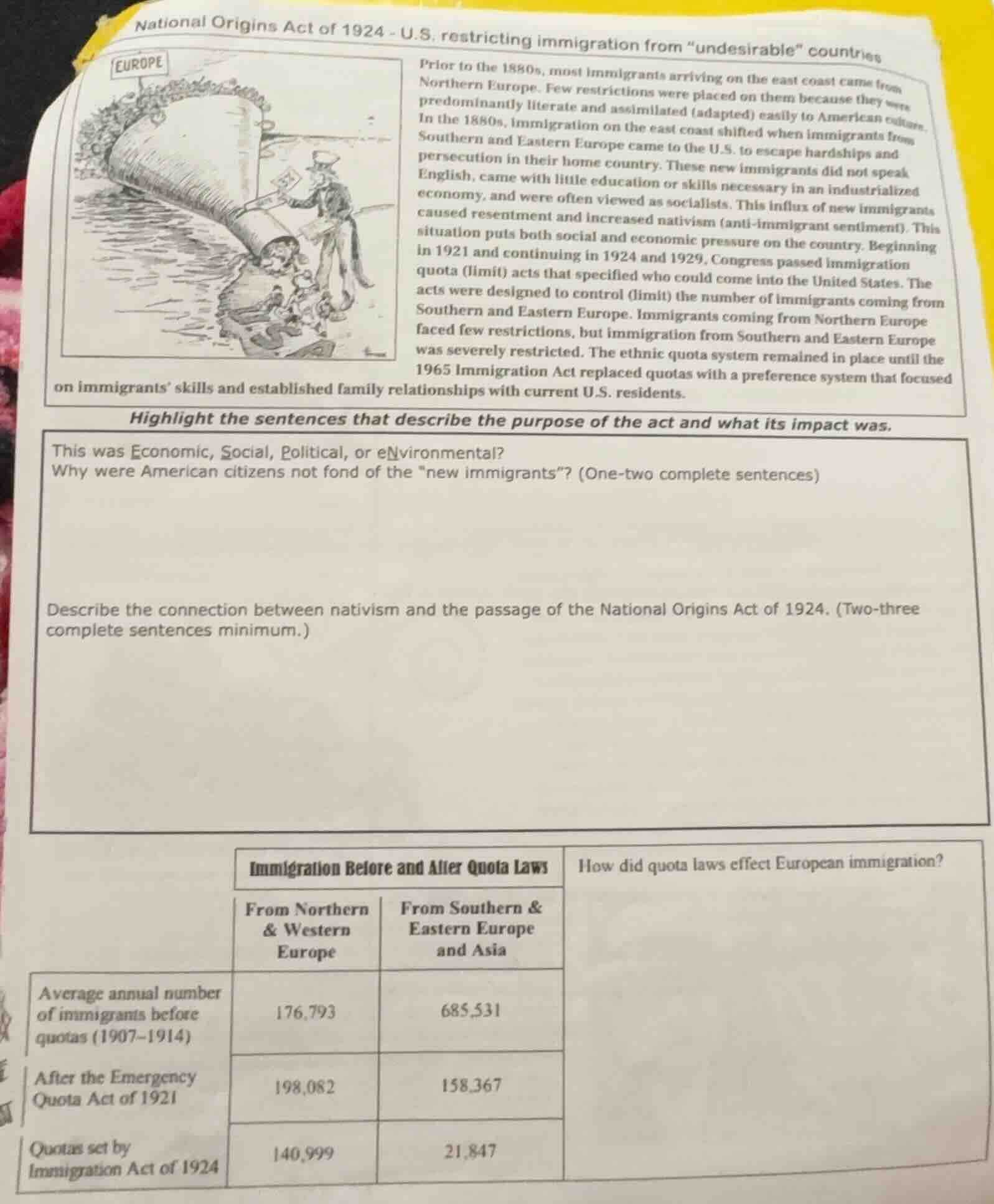 national origins act of 1924 - u.s. restricting immigration from \undes…