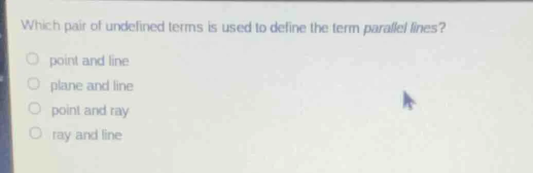 which pair of undefined terms is used to define the term parallel lines…