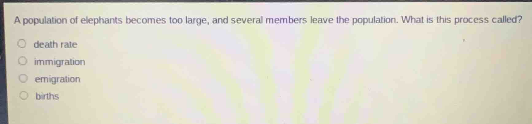 a population of elephants becomes too large, and several members leave …