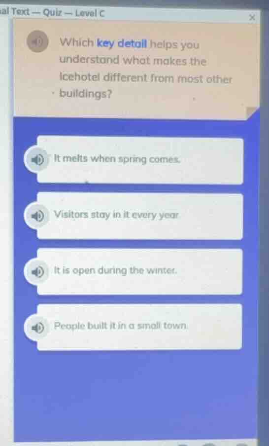 which key detail helps you understand what makes the icehotel different…