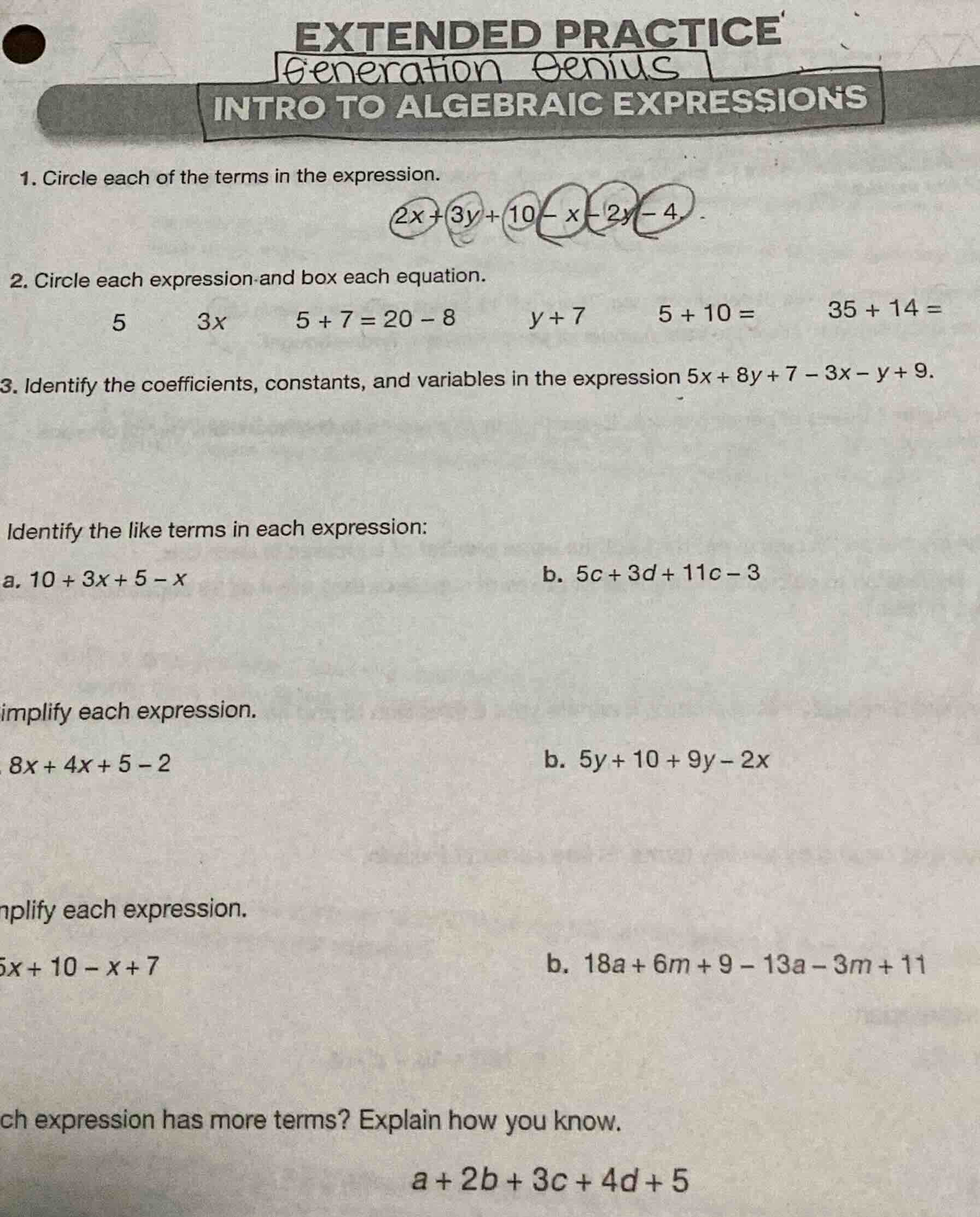 extended practicegeneration geniusintro to algebraic expressions1. circ…