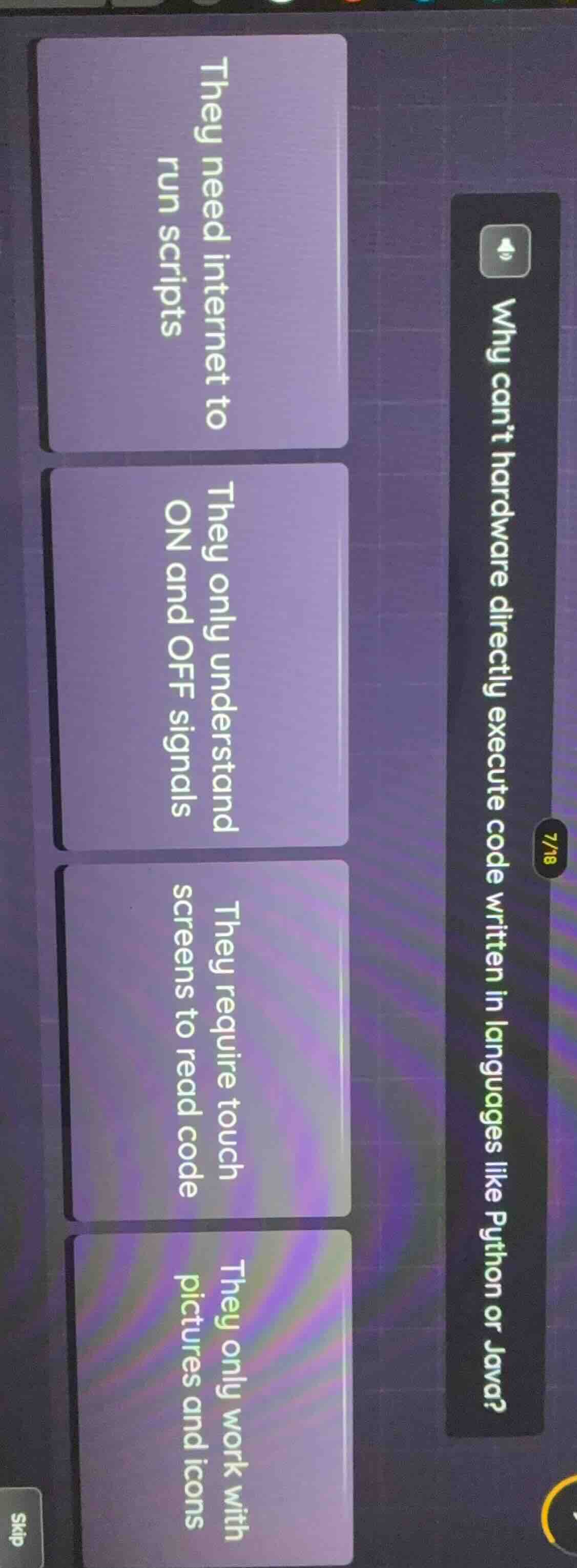 7/18 why cant hardware directly execute code written in languages like …