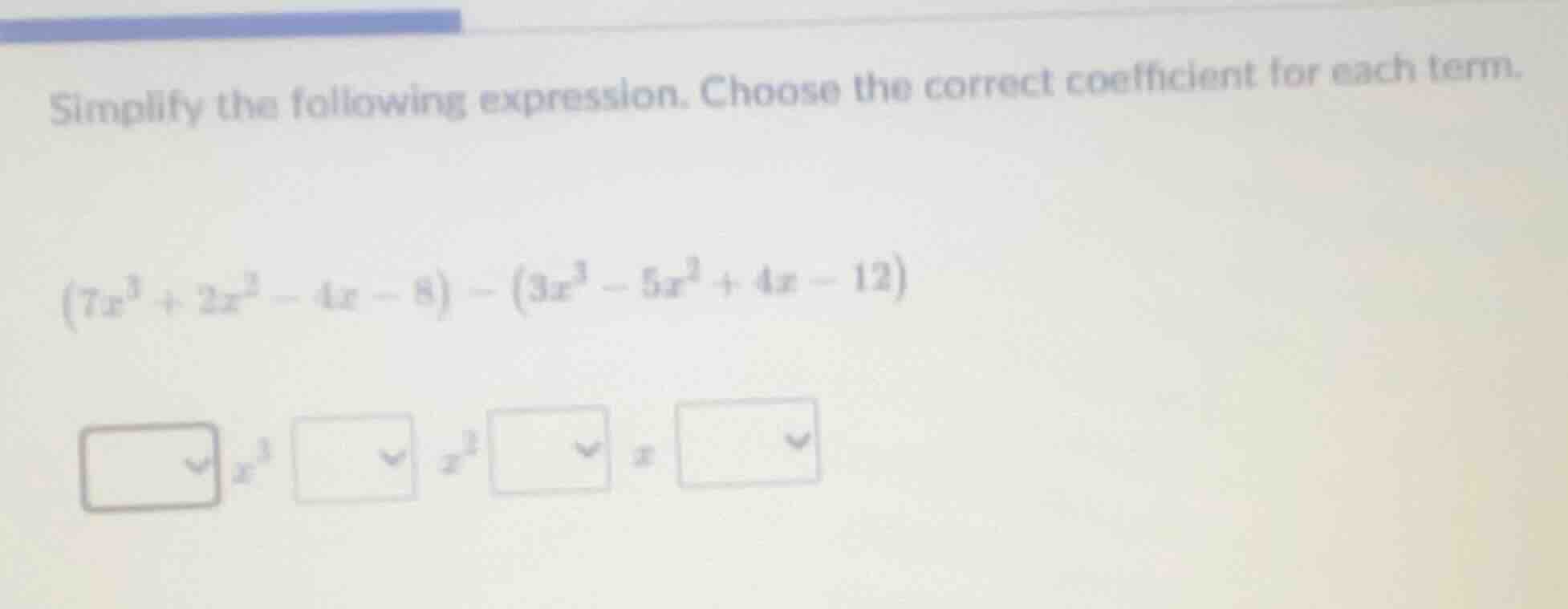 simplify the following expression. choose the correct coefficient for e…