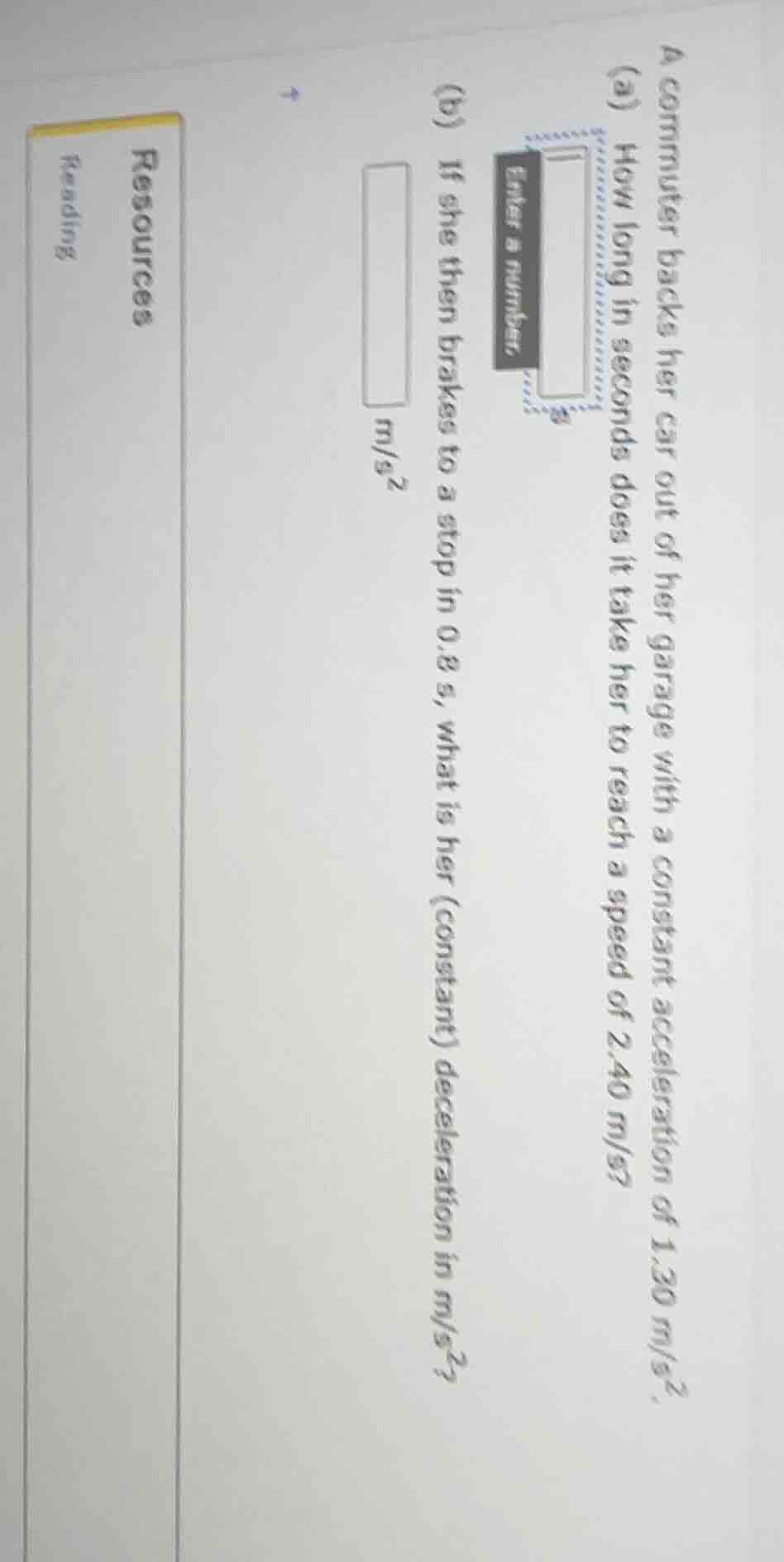 a commuter backs her car out of her garage with a constant acceleration…