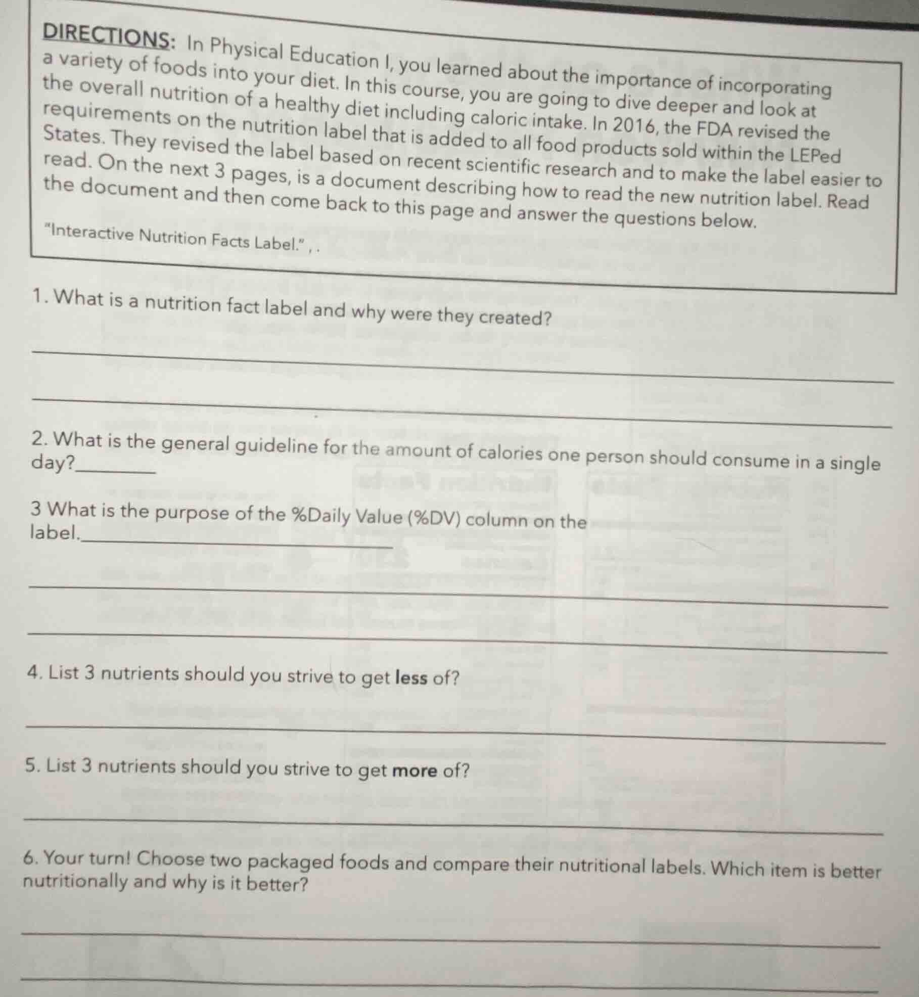 directions: in physical education i, you learned about the importance o…