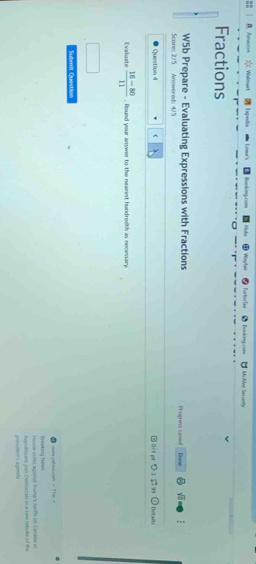 fractions w5b prepare - evaluating expressions with fractions score: 2/…