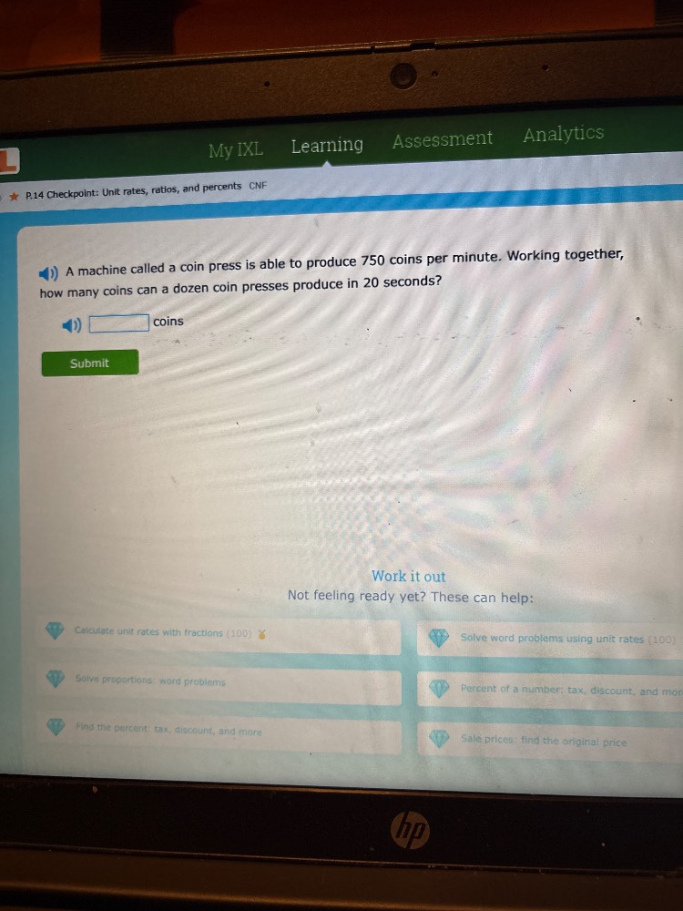 my ixl learning assessment analytics ★ p.14 checkpoint: unit rates, rat…