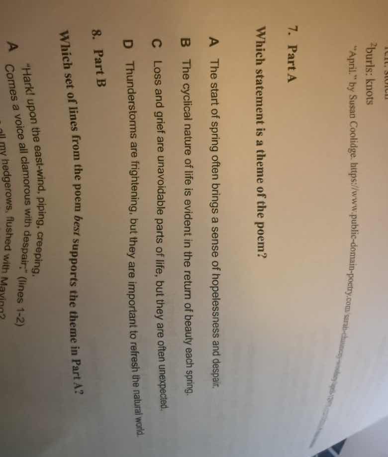 ²burls: knots \april.\ by susan coolidge. https://www.public-domain-poe…