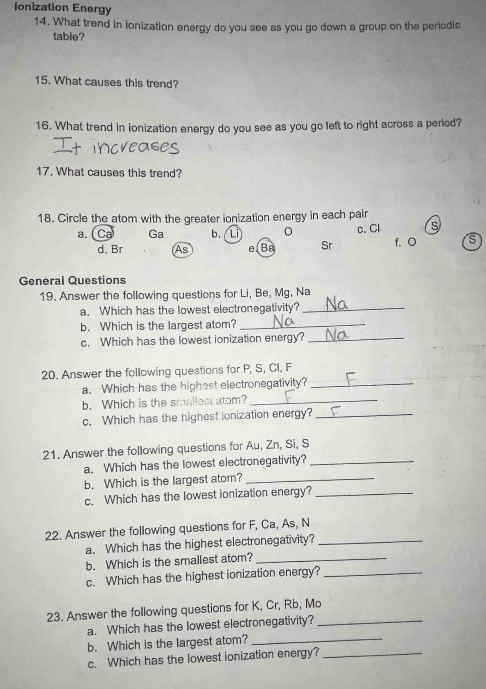 ionization energy14. what trend in ionization energy do you see as you …