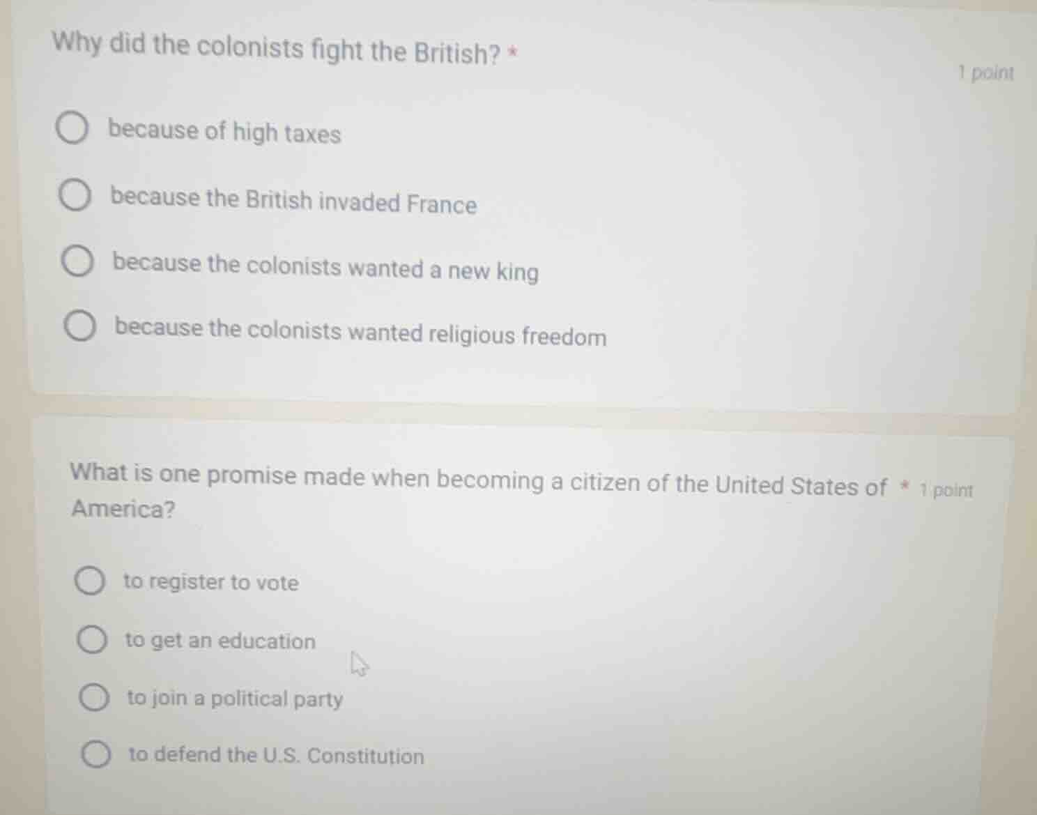 why did the colonists fight the british? * 1 pointbecause of high taxes…