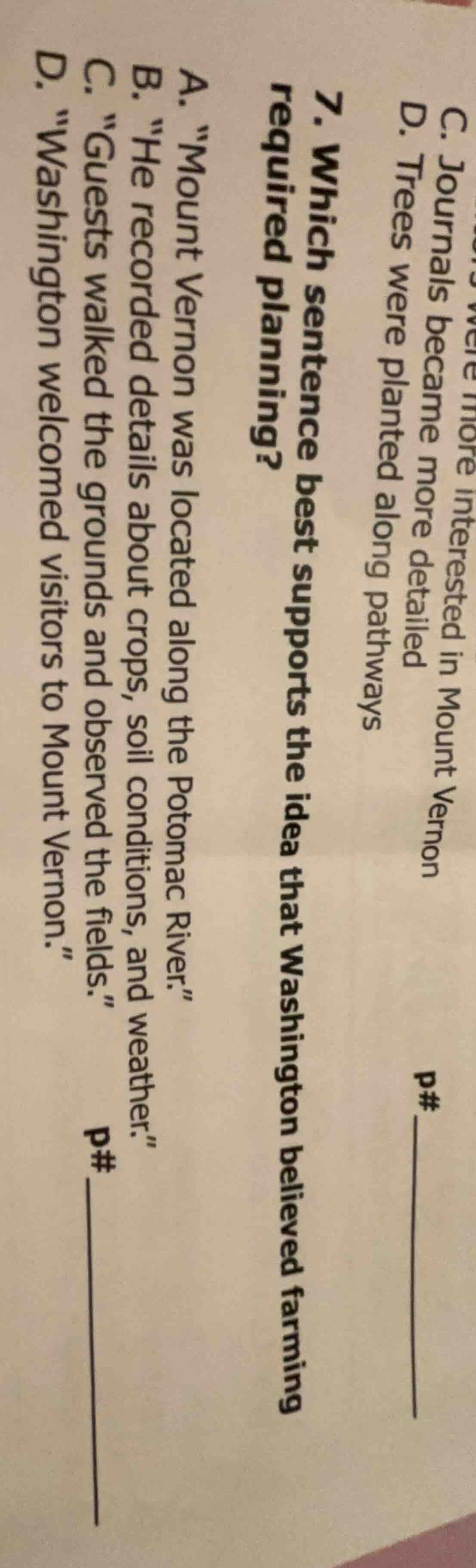 c. were more interested in mount vernon c. journals became more detaile…