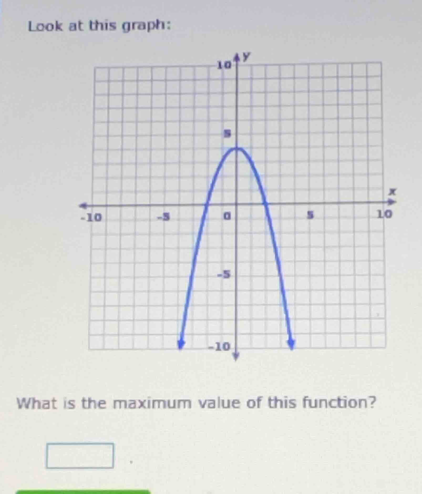 look at this graph: what is the maximum value of this function?