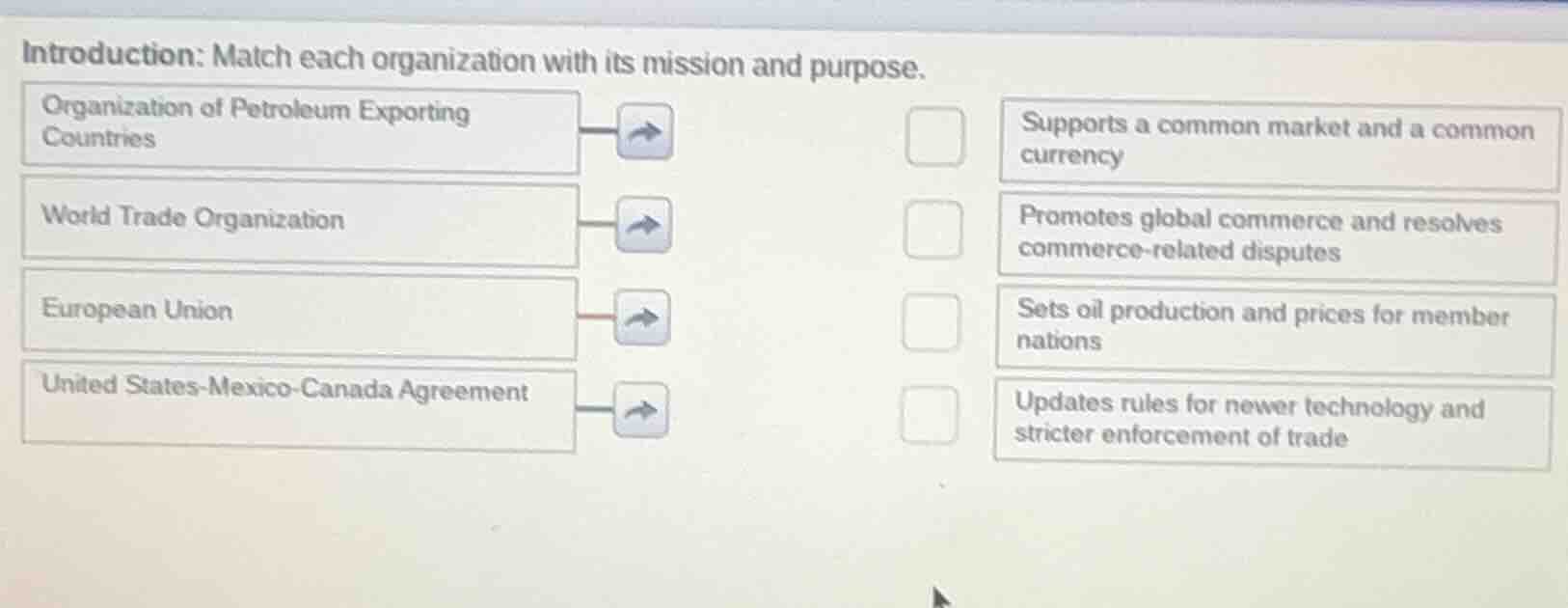 introduction: match each organization with its mission and purpose. org…