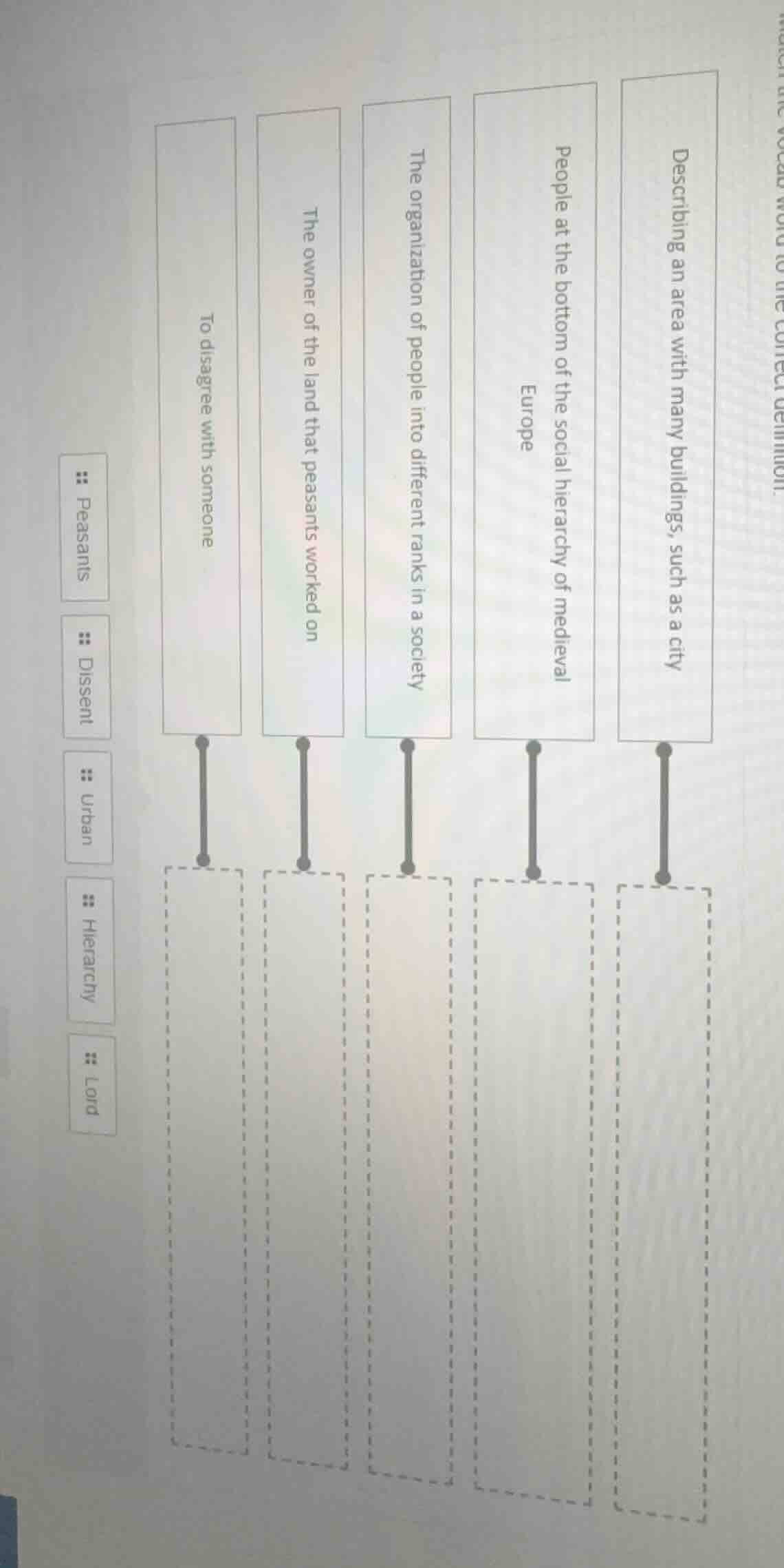 match the vocab word to the correct definition. describing an area with…