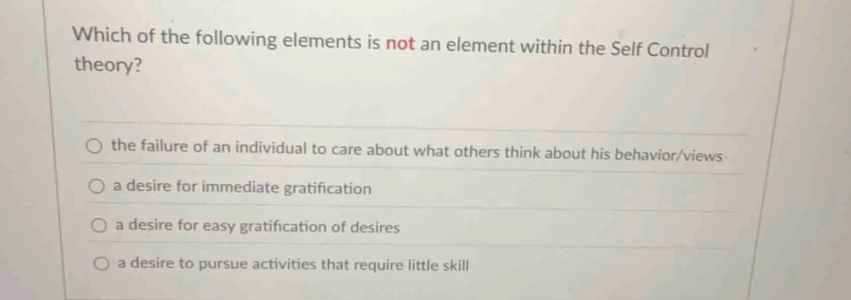 which of the following elements is not an element within the self contr…