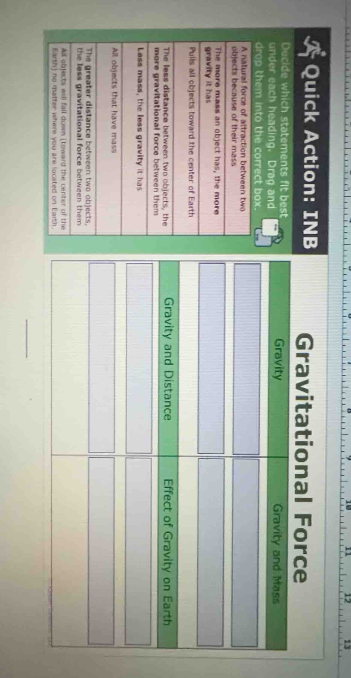 quick action: inb decide which statements fit best under each heading. …