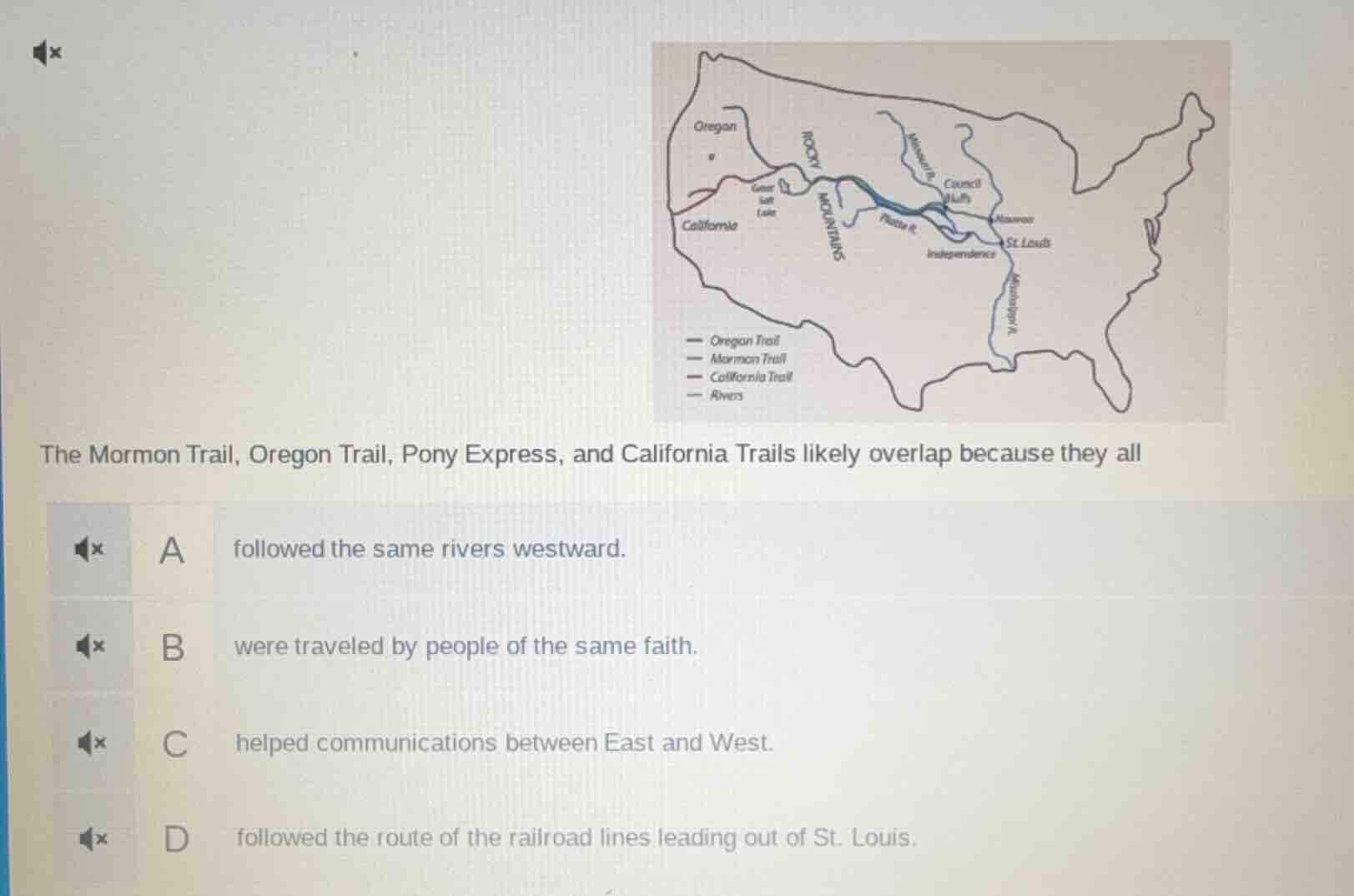 the mormon trail, oregon trail, pony express, and california trails lik…