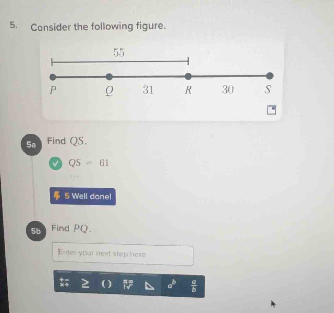 5. consider the following figure. 5a find qs. qs = 61 5 well done! 5b f…