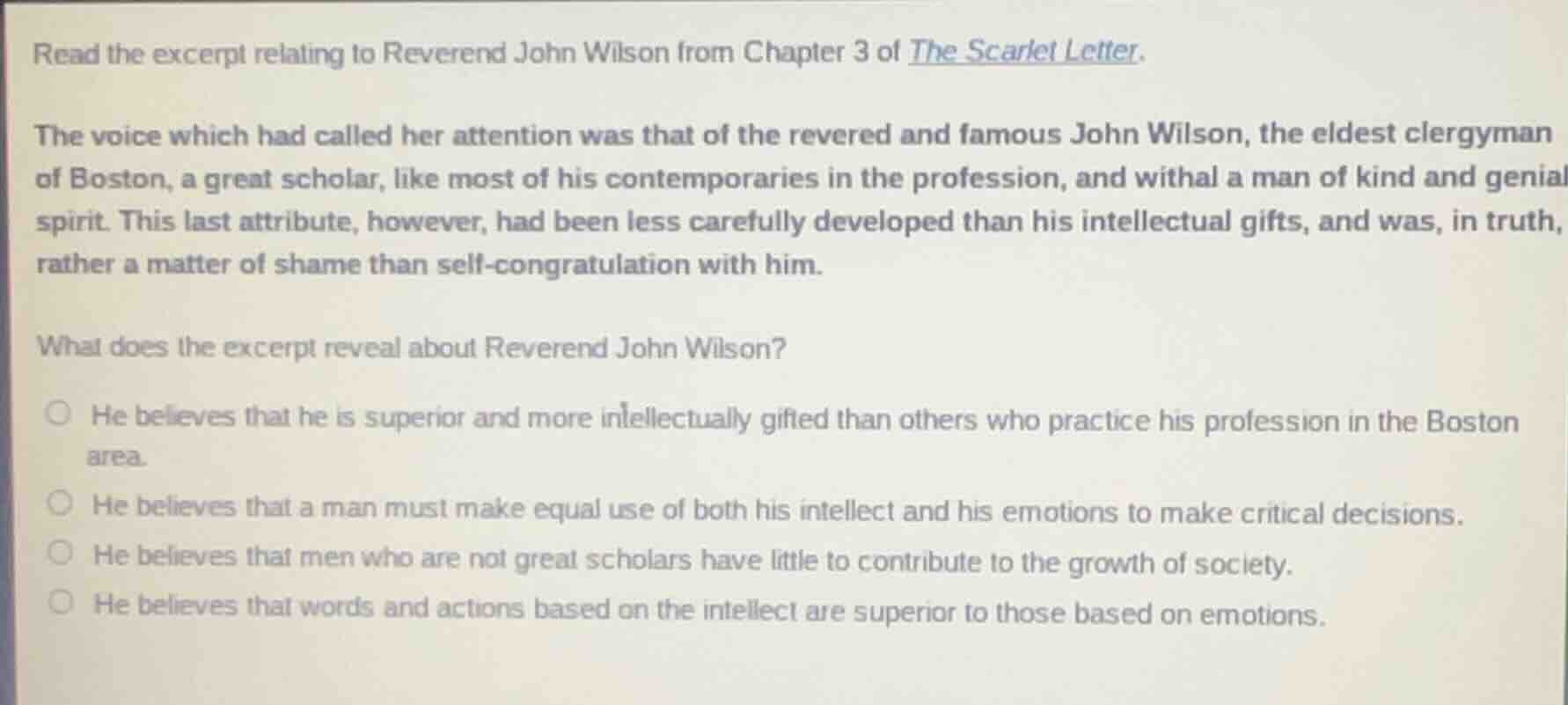 read the excerpt relating to reverend john wilson from chapter 3 of the…