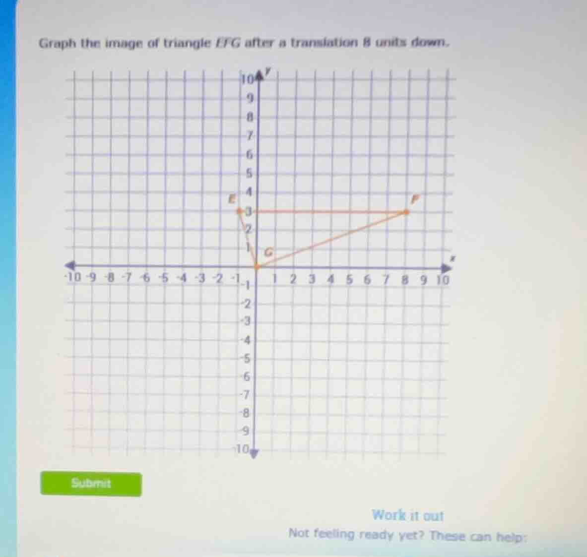 graph the image of triangle efg after a translation 8 units down. submi…