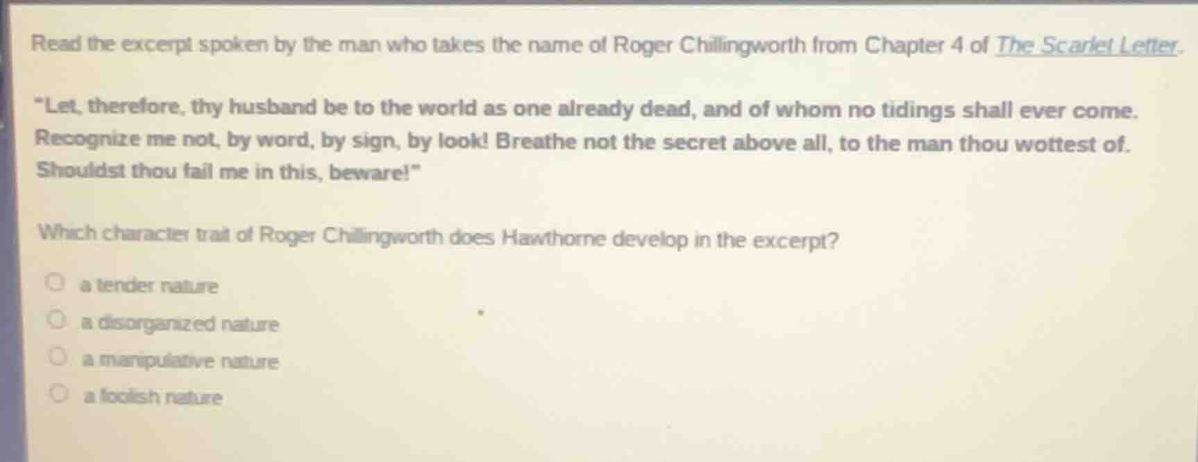 read the excerpt spoken by the man who takes the name of roger chilling…