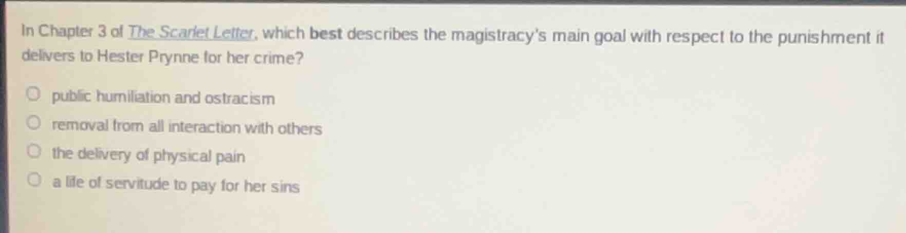 in chapter 3 of the scarlet letter, which best describes the magistracy…