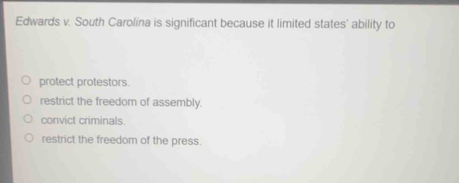 edwards v. south carolina is significant because it limited states abil…
