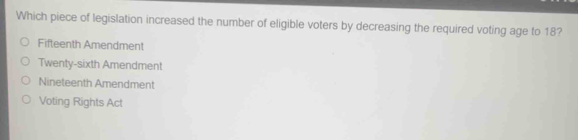 which piece of legislation increased the number of eligible voters by d…