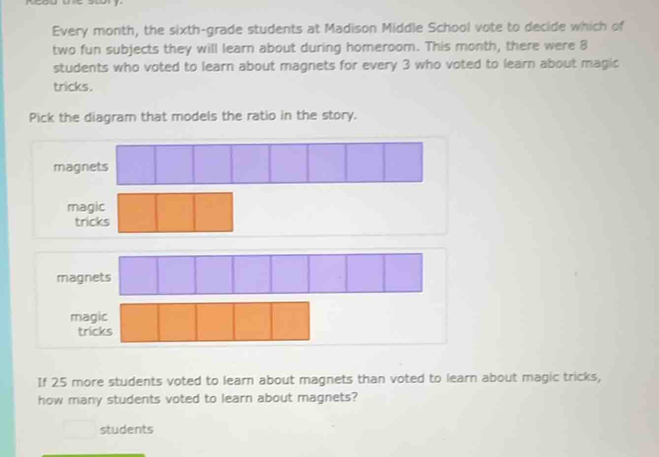 every month, the sixth-grade students at madison middle school vote to …