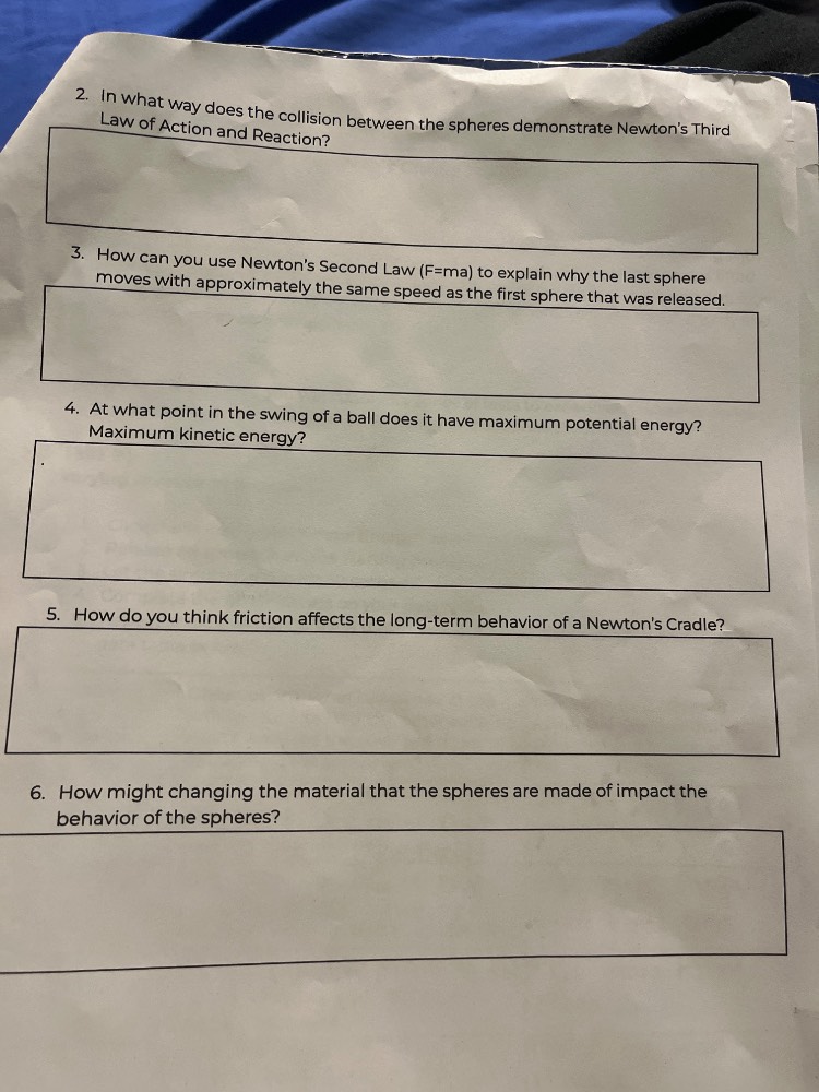 2. in what way does the collision between the spheres demonstrate newto…