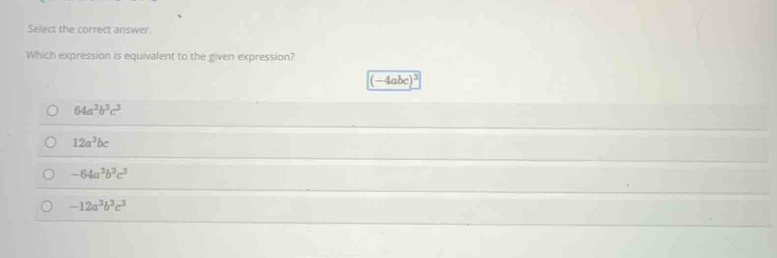 select the correct answer. which expression is equivalent to the given …
