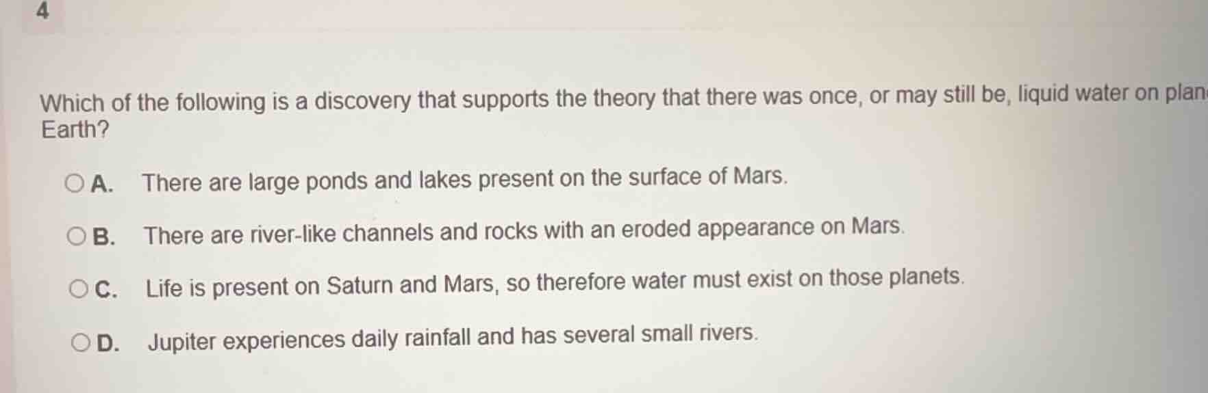 4 which of the following is a discovery that supports the theory that t…