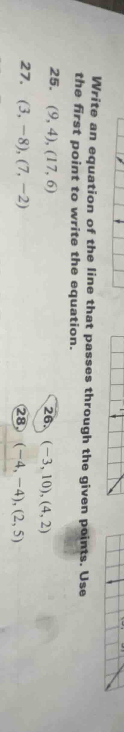 write an equation of the line that passes through the given points. use…
