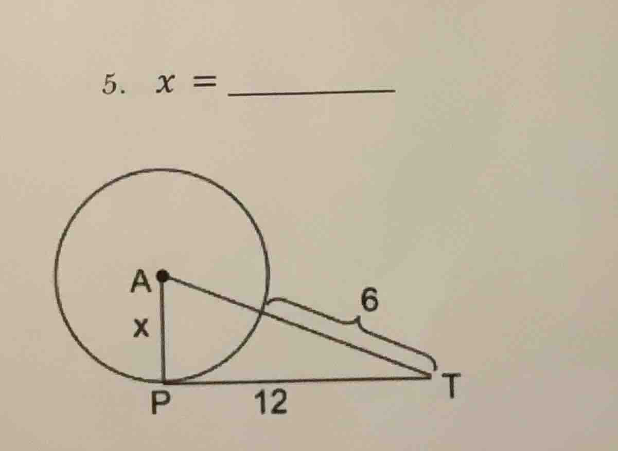 5. $x = \\underline{}$