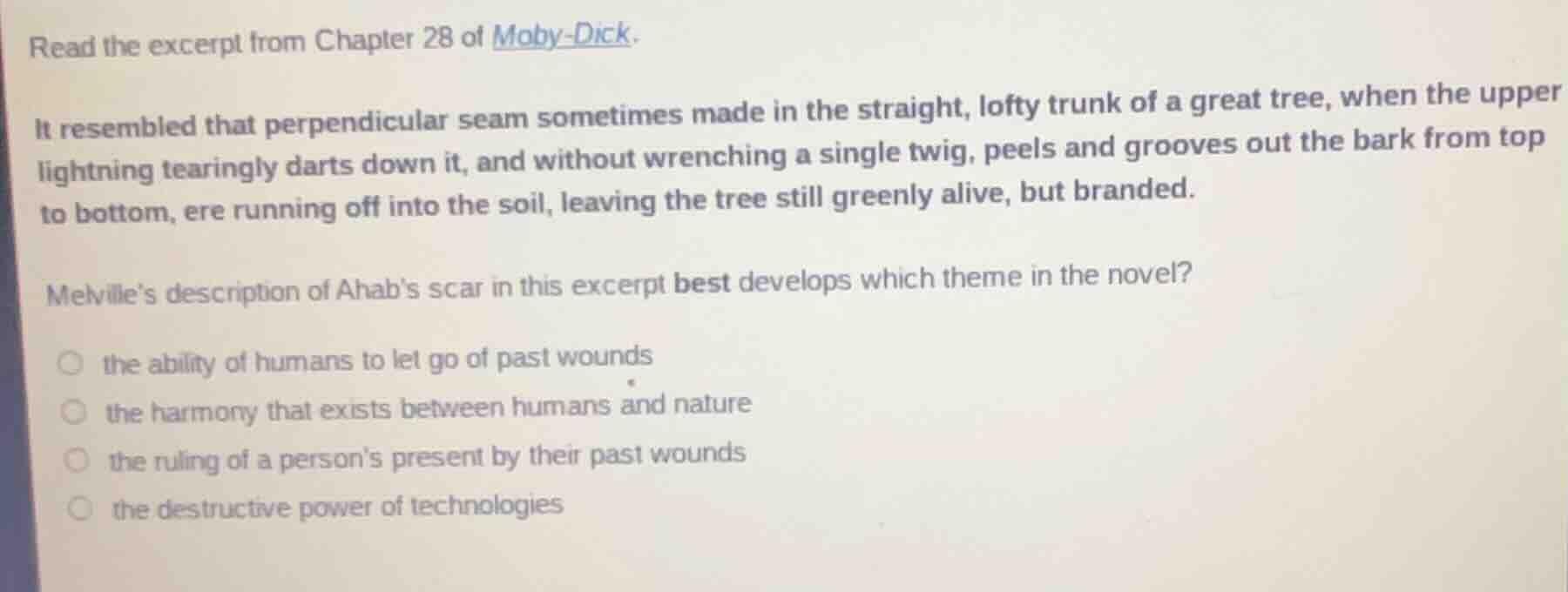 read the excerpt from chapter 28 of moby-dick.it resembled that perpend…