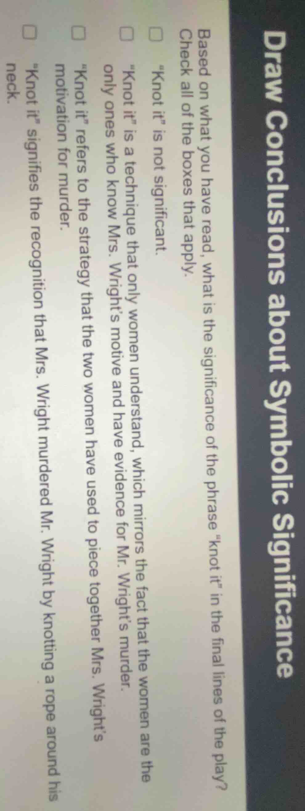 draw conclusions about symbolic significance based on what you have rea…