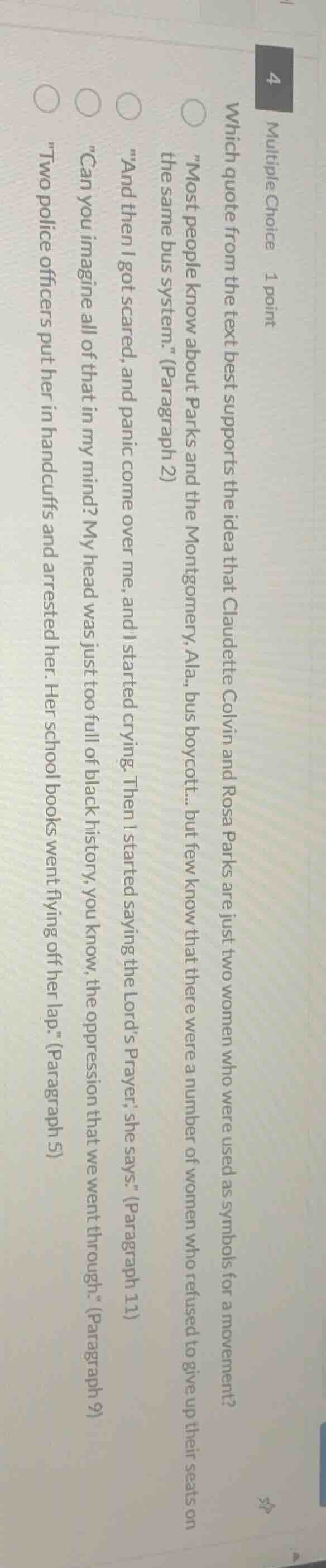 4 multiple choice 1 point which quote from the text best supports the i…