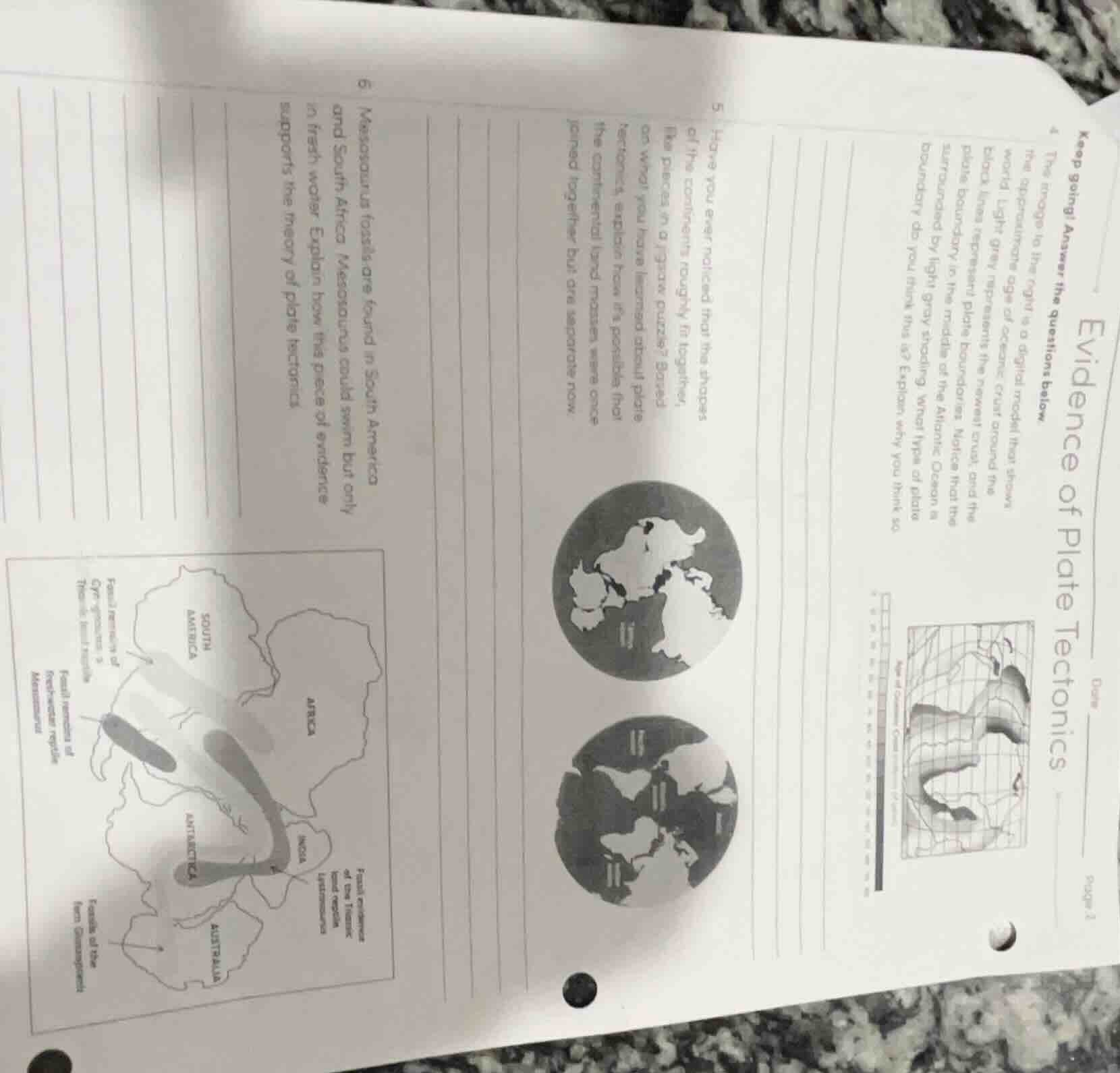 evidence of plate tectonics date page 2 keep going! answer the question…