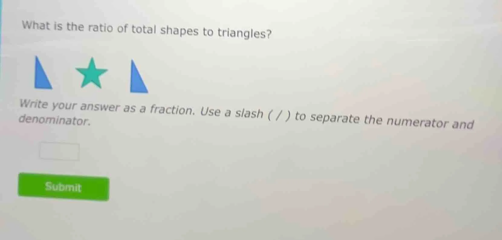 what is the ratio of total shapes to triangles? write your answer as a …