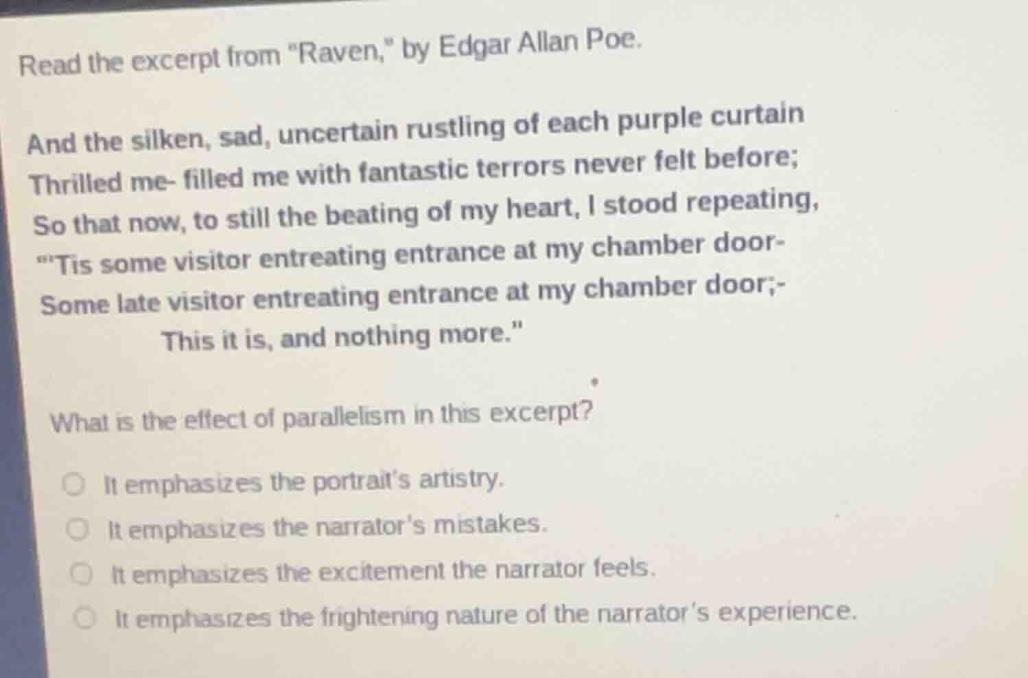 read the excerpt from aven,\ by edgar allan poe. and the silken, sad, u…