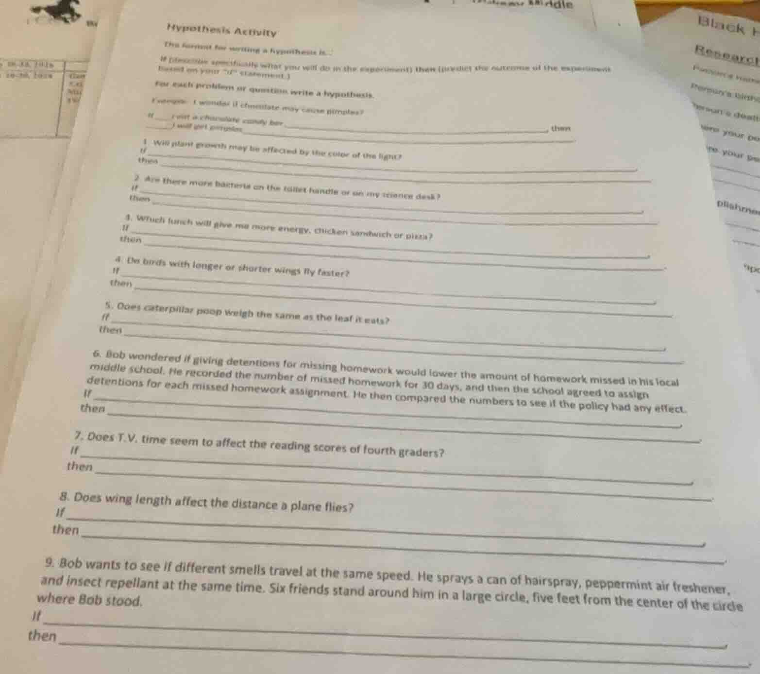 hypothesis activity the format for writing a hypothesis is: if (describ…