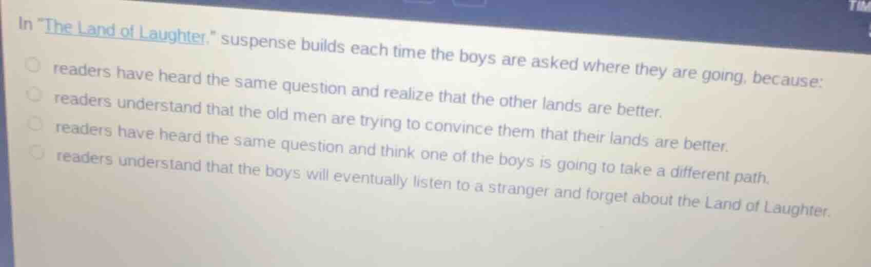 in \the land of laughter,\ suspense builds each time the boys are asked…