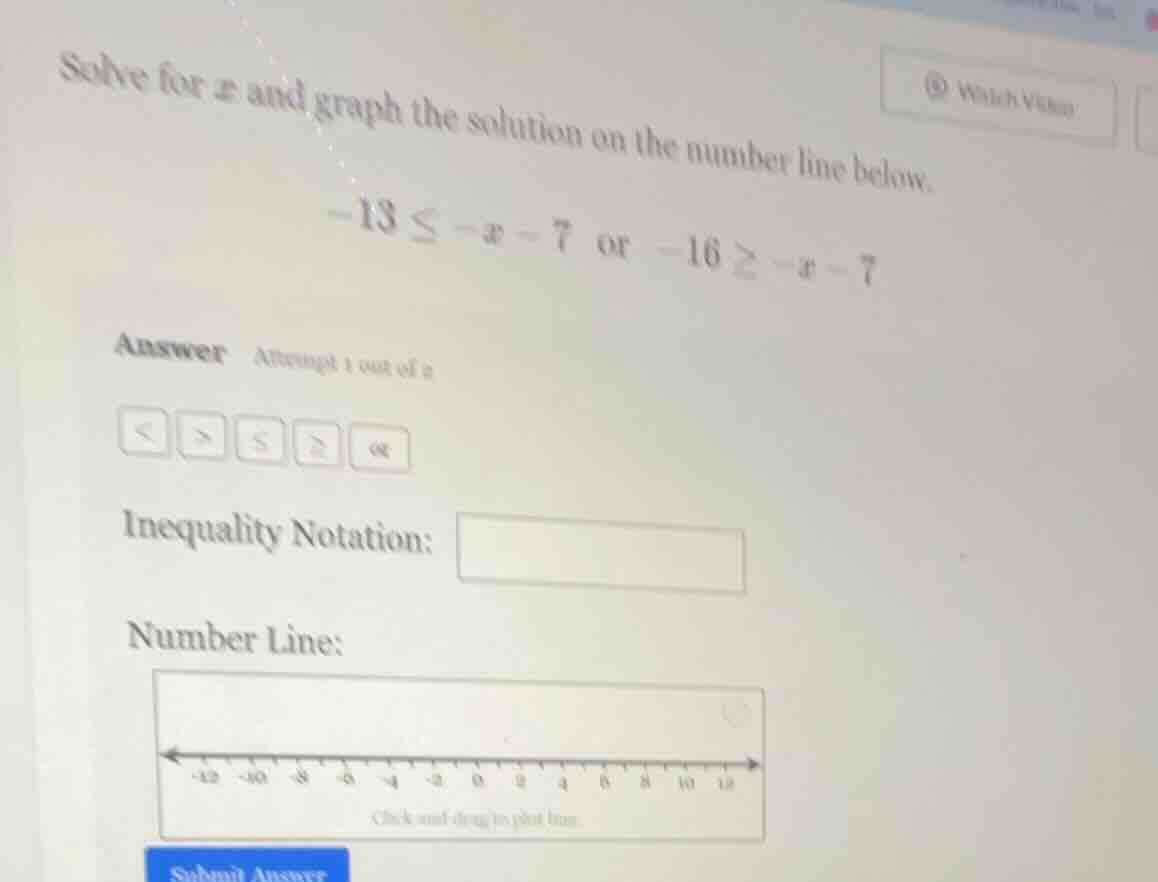 solve for $x$ and graph the solution on the number line below.$-13 \\le…