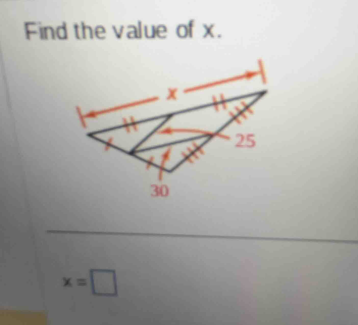 find the value of x. $x = \\square$