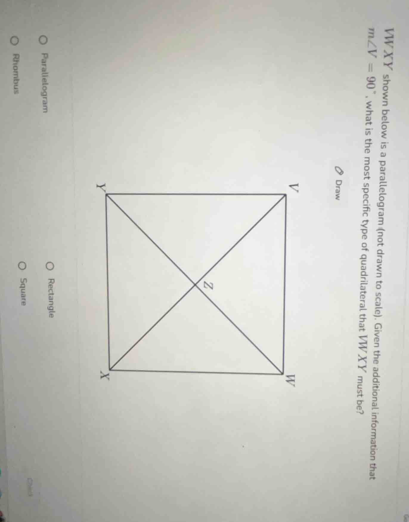 wxy shown below is a parallelogram (not drawn to scale). given the addi…