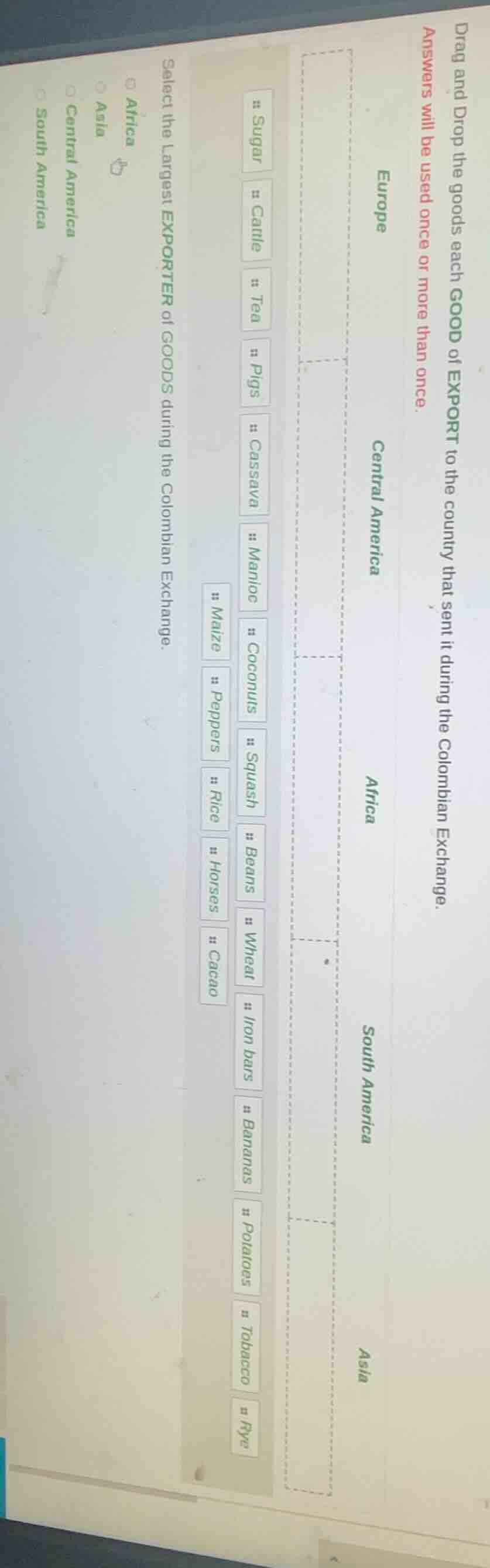 drag and drop the goods each good of export to the country that sent it…