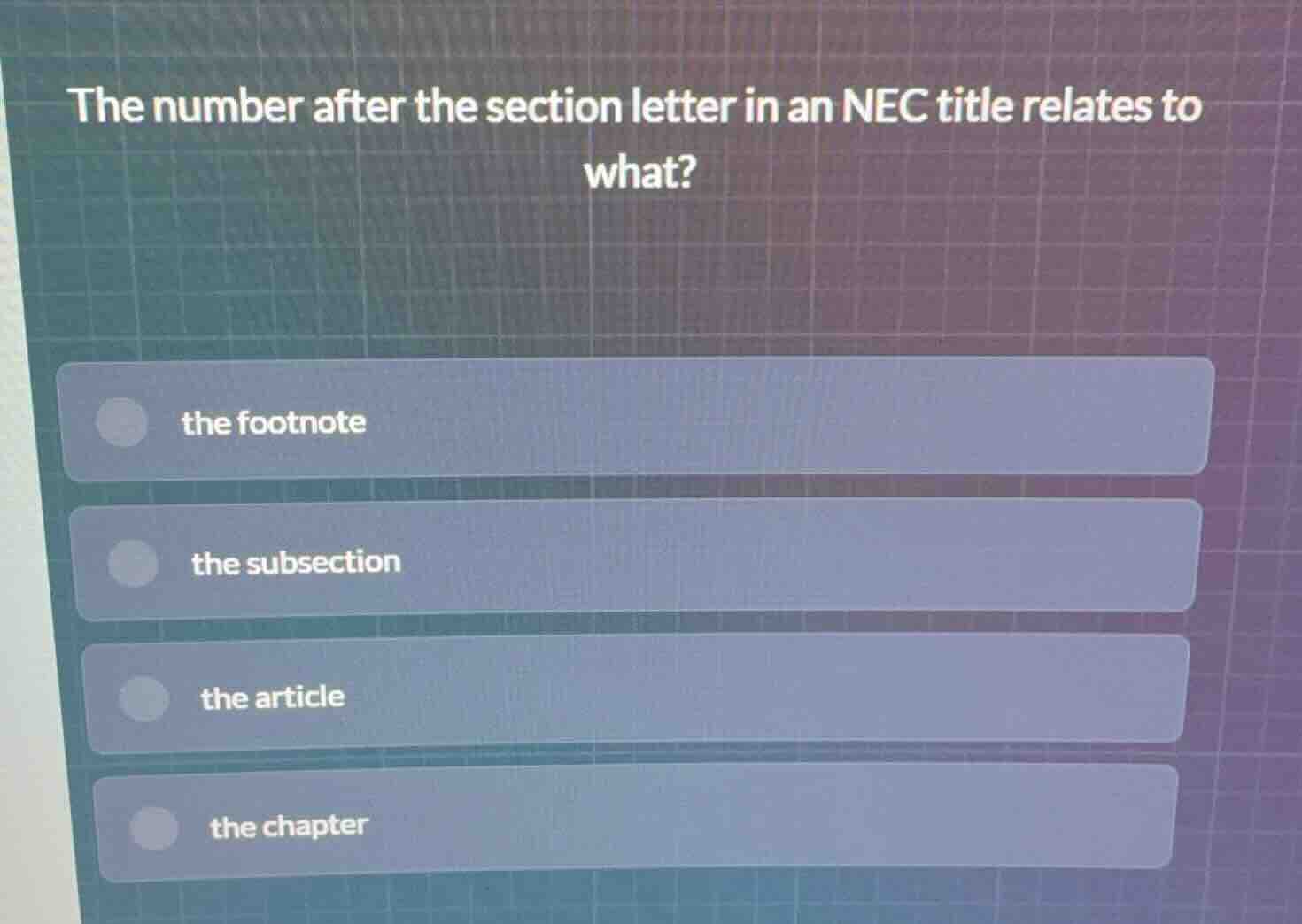 the number after the section letter in an nec title relates to what? th…