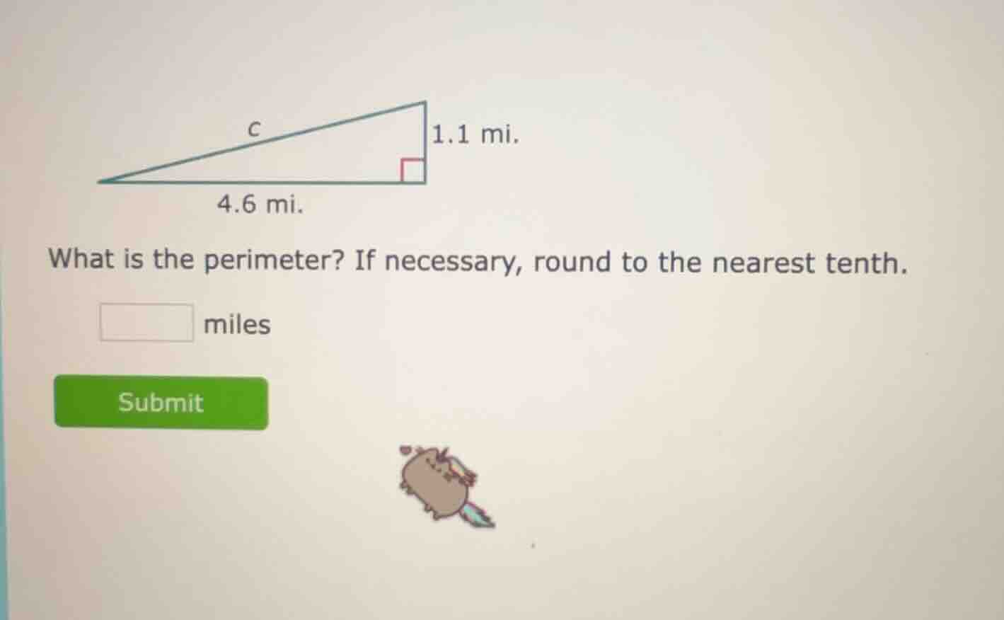 what is the perimeter? if necessary, round to the nearest tenth. miles